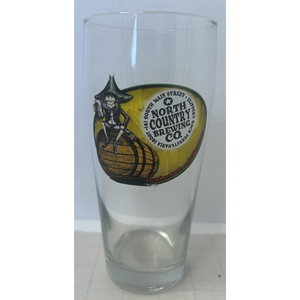 North Country Brewing‎ Slippery Rock Pennsylvania Beer Glass Decal Gnome Barrel